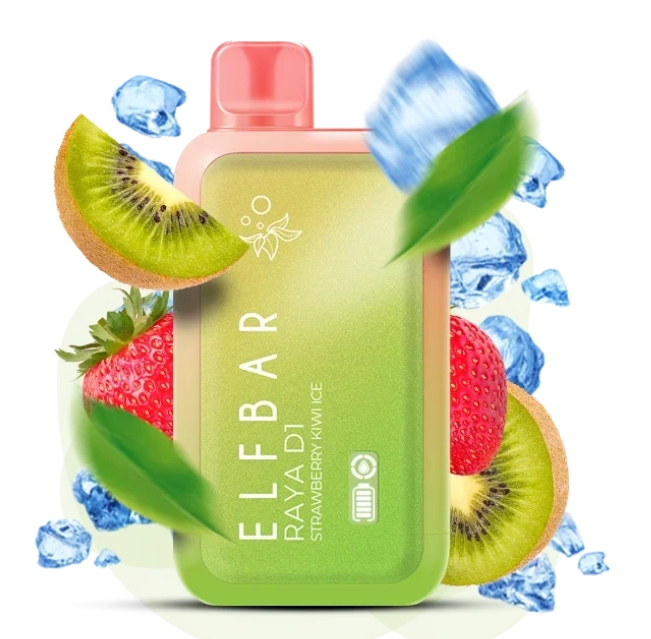 Elf Bar Raya D1 13000 Strawberry Kiwi Ice (Клубника Киви Лед) 5% Одноразовый POD