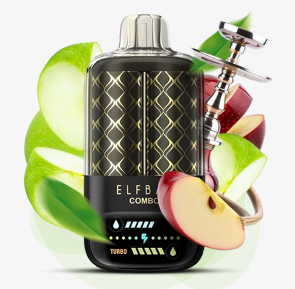 Elf Bar Combo 25000 Green Apple and Double Apple Shisha (Кальян с Двойным Зеленым Яблоком) 5% Одноразовый POD