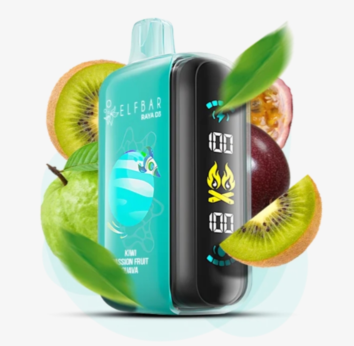 Elf Bar Raya D3 25000 Kiwi Passion Fruit Guava (Киви Маракуйя Гуава) 5% Одноразовый POD